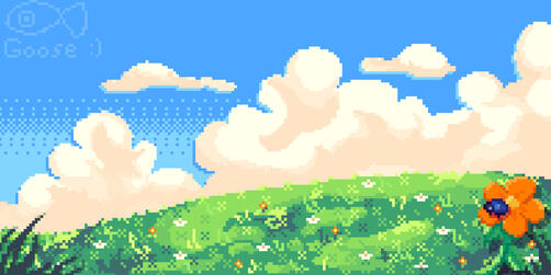 pixel landscape + bug...